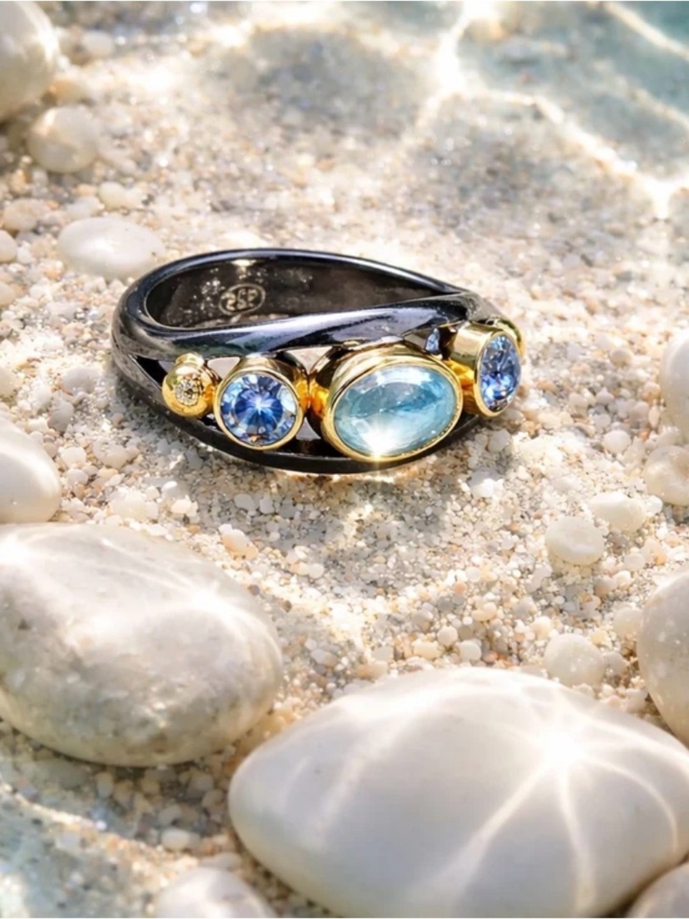 NEW! Kyanite & Topaz Ring - Picture 4 of 8